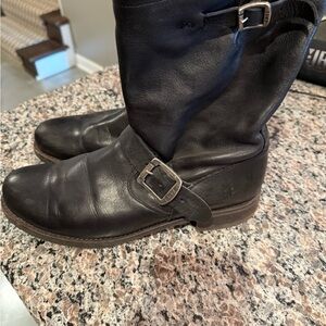 Frye Women’s Black Leather Buckle Boots 9.5